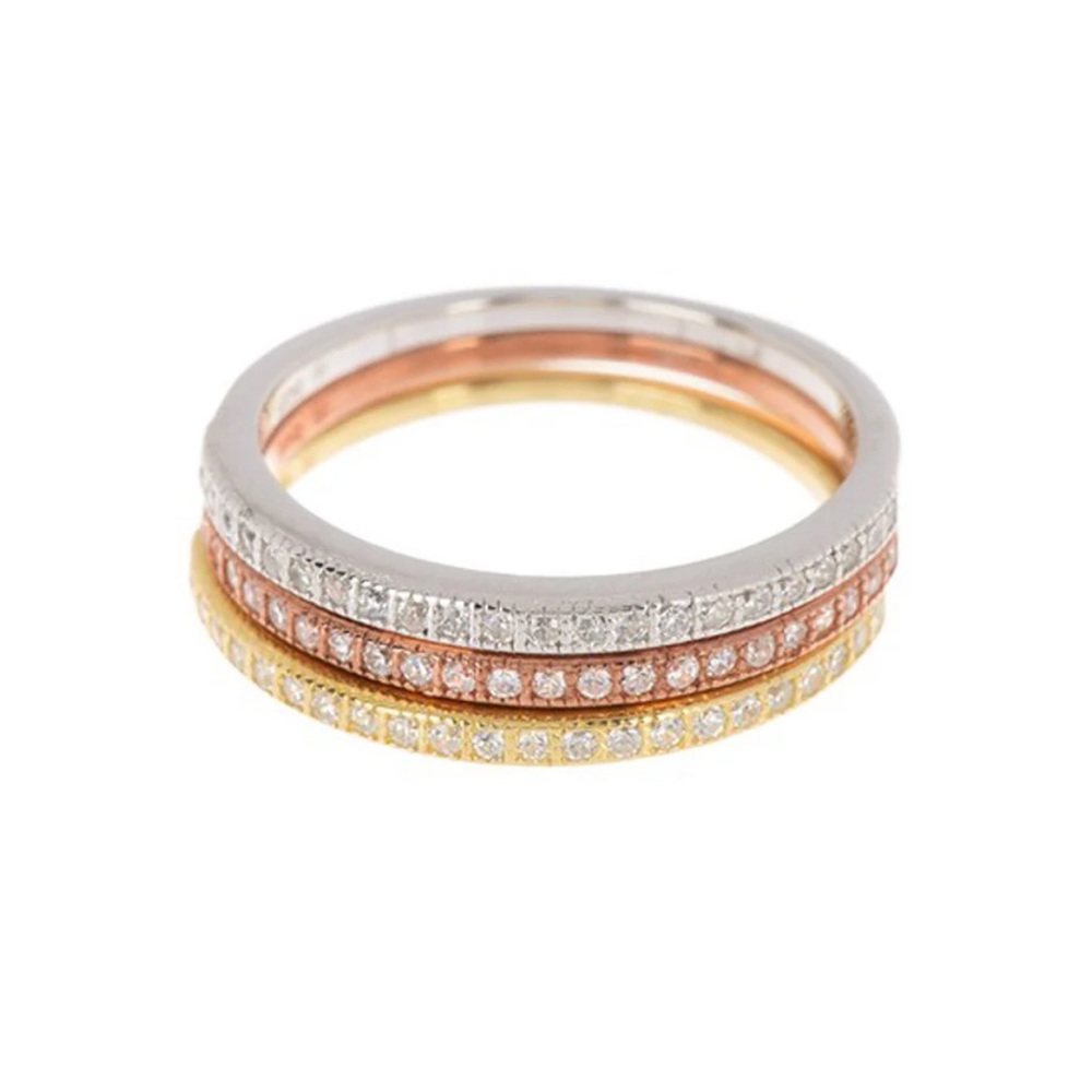 ADORNIA Stackable Channel-Set Swarovski Crystal Rings